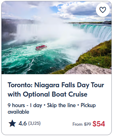 Toronto Niagara Falls Day Tour with Optional Boat Cruise