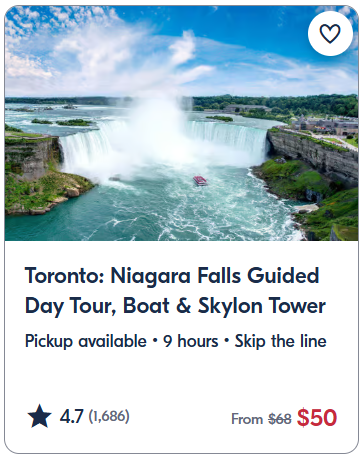 Toronto Niagara Falls Guided Day Tour, Boat & Skylon Tower