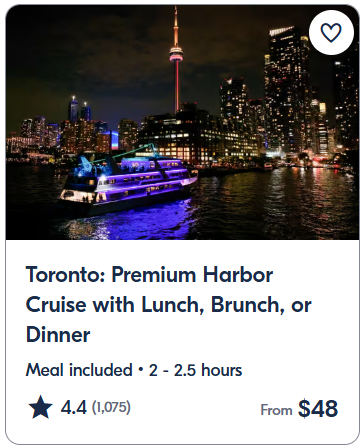 Toronto Premium Harbor Cruise with Lunch, Brunch, or Dinner